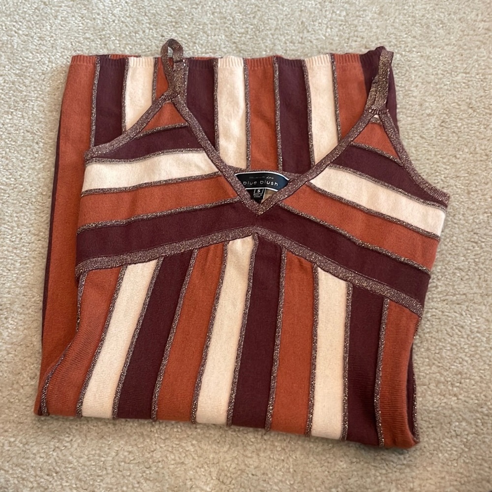 Blue blush. Multi-color brown mini dress. Size S.